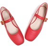 image:imageHee grand Womens Square Toe Mary Jane Shoes Ankle Strap Ballet Flats Comfortable PU Leather Dress ShoesRed
