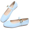 image:imageHee grand Womens Square Toe Mary Jane Shoes Ankle Strap Ballet Flats Comfortable PU Leather Dress ShoesSky Blue
