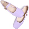 image:imageHee grand Womens Square Toe Mary Jane Shoes Ankle Strap Ballet Flats Comfortable PU Leather Dress ShoesViolet