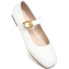 image:imageHee grand Womens Square Toe Mary Jane Shoes Ankle Strap Ballet Flats Comfortable PU Leather Dress ShoesWhite