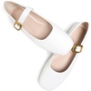 image:imageHee grand Womens Square Toe Mary Jane Shoes Ankle Strap Ballet Flats Comfortable PU Leather Dress ShoesWhite