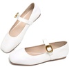 image:imageHee grand Womens Square Toe Mary Jane Shoes Ankle Strap Ballet Flats Comfortable PU Leather Dress ShoesWhite