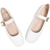 image:imageHee grand Womens Square Toe Mary Jane Shoes Ankle Strap Ballet Flats Comfortable PU Leather Dress ShoesWhite