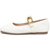 image:imageHee grand Womens Square Toe Mary Jane Shoes Ankle Strap Ballet Flats Comfortable PU Leather Dress ShoesWhite