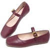image:imageHee grand Womens Square Toe Mary Jane Shoes Ankle Strap Ballet Flats Comfortable PU Leather Dress ShoesWine Red