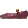 image:imageHee grand Womens Square Toe Mary Jane Shoes Ankle Strap Ballet Flats Comfortable PU Leather Dress ShoesWine Red