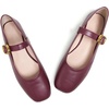 image:imageHee grand Womens Square Toe Mary Jane Shoes Ankle Strap Ballet Flats Comfortable PU Leather Dress ShoesWine Red
