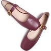 image:imageHee grand Womens Square Toe Mary Jane Shoes Ankle Strap Ballet Flats Comfortable PU Leather Dress ShoesWine Red