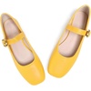 image:imageHee grand Womens Square Toe Mary Jane Shoes Ankle Strap Ballet Flats Comfortable PU Leather Dress ShoesYellow