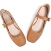 image:imageHee grand Womens Square Toe Mary Jane Shoes Ankle Strap Ballet Flats Comfortable PU Leather Dress ShoesYellow Brown