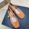 image:imageHee grand Womens Square Toe Mary Jane Shoes Ankle Strap Ballet Flats Comfortable Suede Dress ShoesAmber