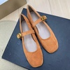 image:imageHee grand Womens Square Toe Mary Jane Shoes Ankle Strap Ballet Flats Comfortable Suede Dress ShoesAmber