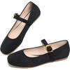 image:imageHee grand Womens Square Toe Mary Jane Shoes Ankle Strap Ballet Flats Comfortable Suede Dress ShoesBlack