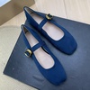 image:imageHee grand Womens Square Toe Mary Jane Shoes Ankle Strap Ballet Flats Comfortable Suede Dress ShoesBlue