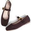 image:imageHee grand Womens Square Toe Mary Jane Shoes Ankle Strap Ballet Flats Comfortable Suede Dress ShoesDark Brown