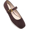 image:imageHee grand Womens Square Toe Mary Jane Shoes Ankle Strap Ballet Flats Comfortable Suede Dress ShoesDark Brown