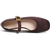 image:imageHee grand Womens Square Toe Mary Jane Shoes Ankle Strap Ballet Flats Comfortable Suede Dress ShoesDark Brown