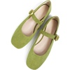 image:imageHee grand Womens Square Toe Mary Jane Shoes Ankle Strap Ballet Flats Comfortable Suede Dress ShoesMustard Green