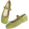 image:imageHee grand Womens Square Toe Mary Jane Shoes Ankle Strap Ballet Flats Comfortable Suede Dress ShoesMustard Green