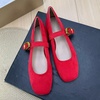 image:imageHee grand Womens Square Toe Mary Jane Shoes Ankle Strap Ballet Flats Comfortable Suede Dress ShoesRed