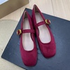 image:imageHee grand Womens Square Toe Mary Jane Shoes Ankle Strap Ballet Flats Comfortable Suede Dress ShoesWine Red