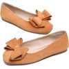 image:imageHee grand Womens Suede Ballet Flats Bow Knot Square Toe SlipOn Flat Shoes Comfortable Casual Work Office Dress ShoesAmber