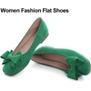 image:imageHee grand Womens Suede Ballet Flats Bow Knot Square Toe SlipOn Flat Shoes Comfortable Casual Work Office Dress ShoesGrass Green