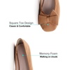 image:imageHee grand Womens Suede Ballet Flats Bow Knot Square Toe SlipOn Flat Shoes Comfortable Casual Work Office Dress ShoesKhaki