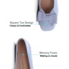 image:imageHee grand Womens Suede Ballet Flats Bow Knot Square Toe SlipOn Flat Shoes Comfortable Casual Work Office Dress ShoesLight Blue