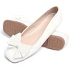 image:imageHee grand Womens Suede Ballet Flats Bow Knot Square Toe SlipOn Flat Shoes Comfortable Casual Work Office Dress ShoesWhite