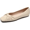 image:imageHee grand Ballet Flats for Women Square Toe Bow Ballet Flats Comfort Low Heel SlipOn Dress Shoes Fashion Women FlatsApricot