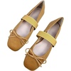 image:imageHee grand Bowknot Square Toe Elastic Strap Ballet Shoes for Women Dressy Mary Jane Flat Shoes819khaki