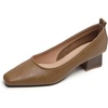 image:imageHee grand Classic Closed Square Toe Chunky Block Heels Women Soft PU Leather Mid Heel Dress Shoes Comfortable Low Heel Pumps for OfficeBrown