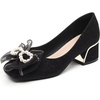 image:imageHee grand Cute Pearl Bowknot Heels for Women Comfy Square Toe Chunky Block Low Heel Office Work Pumps Fashion Glitter Heeled Shoes164black