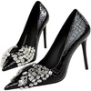 image:imageHee grand Fashion Party Stiletto Heels Sparkling Rhinestone Bowknot Pointy Toe Wedding Party Dress Shoes Super High HeelsBlack