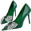 image:imageHee grand Fashion Party Stiletto Heels Sparkling Rhinestone Bowknot Pointy Toe Wedding Party Dress Shoes Super High HeelsGreen
