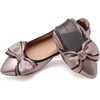 image:imageHee grand Foldable Flats for Women Bowknot Pointed Toe Ballet Shoes Patent Leather Dress Shoes Slip On LoafersCoffee