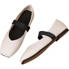 image:imageHee grand Leather Flats for Women Comfortable Square Toe Mary Jane Shoes Elastic Strap Flats Lightweight Walking Shoes491white