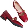 image:imageHee grand Mary Jane Chunky Heels for Women Shiny Patent Leather Dress Shoes Square Toe Block Heels Comfortable Mid Heel Work Pumps184red