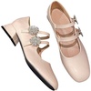 image:imageHee grand Mary Jane Chunky Heels for Women Shiny Patent Leather Square Toe Block Heels with Strap Sparkling Rhinestone Buckle Wedding Dress Shoes Comfortable Mid Heel Work Pumps183apricot