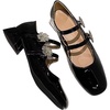 image:imageHee grand Mary Jane Chunky Heels for Women Shiny Patent Leather Square Toe Block Heels with Strap Sparkling Rhinestone Buckle Wedding Dress Shoes Comfortable Mid Heel Work Pumps183black