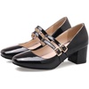 image:imageHee grand Mary Jane Chunky Heels for Women Square Toe Ankle Strap Block Heels Comfortable Mid Heel Work Pumps Patent Leather Dress Shoes188black