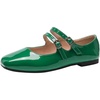 image:imageHee grand Mary Jane Flats for Women Patent Leather Dress Shoes Square Toe Adjustable Buckle Strap Ballet Flats495green