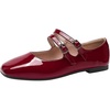 image:imageHee grand Mary Jane Flats for Women Patent Leather Dress Shoes Square Toe Adjustable Buckle Strap Ballet Flats495wine Red