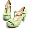 image:imageHee grand Mary Jane Heels for Women Closed Round Toe TStrap Bow Chunky Block Heels Soft Leather Office Work Pumps Wedding Dress Shoes Large Size190green