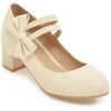 image:imageHee grand Mary Jane Low Heels for Women Closed Round Toe Chunky Block Double Ankle Strap Bow Pumps Wedding Office Work Dress Shoes189beige