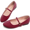 image:imageHee grand Mary Jane Shoes for Women Buckle Strap Ballet Flats Comfortable Leather Dress Shoes681wine Redpu