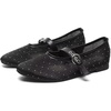 image:imageHee grand Mesh Flats for Women Round Toe Width Mary Jane Flats Crystal Rhinestone Studded Ballerina ShoesRhinestone Black
