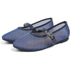 image:imageHee grand Mesh Flats for Women Round Toe Width Mary Jane Flats Crystal Rhinestone Studded Ballerina ShoesRhinestone Blue