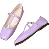 image:imageHee grand Patent Leather Flats for Women Adjustable TStrap Buckle Square Toe Mary Jane Shoes Comfortable Flats490purple